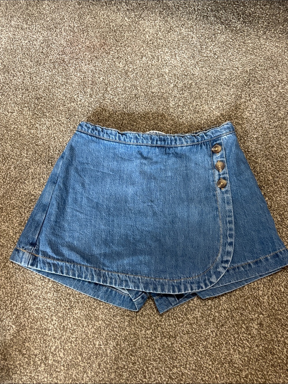 Old Navy Blue Denim Faux-Wrap Skort with Button Accents